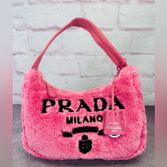 Prada 2000 Re-Edition Terry Cloth Mini Pink Women's Bag - Picture 1 of 13
